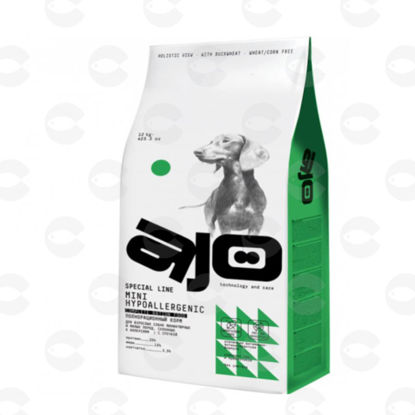 Picture of AJO Dog Mini Hypoallergenic Dry ամբողջական կեր ալերգիայի հակված մանր ցեղատեսակների չափահաս շների համար 12 կգ.