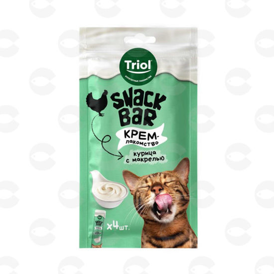 Picture of Տրիոլ SNACK BAR Խորտիկ, Հավի և Մակրելի Կրեմ Կատուների Համար, 10 գ 4 հատ