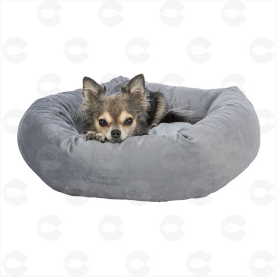 Picture of Bed Lionel, շրջանաձև թավշյա անկողին, մոխրագույն