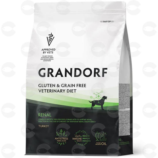 Picture of Grandorf Vet Dog Renal չոր կեր հնդկահավով՝ շների երիկամների ֆունկցիան պահպանելու համար, 1 կգ