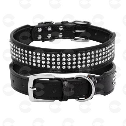 Picture of Երկշերտ կաշվե վզնոց շների համար՝ քարերով