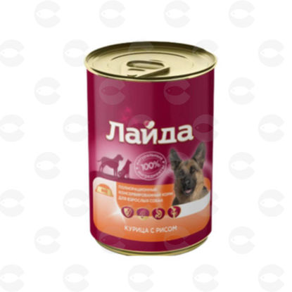 Picture of Լայդա պահածոյացված կեր շների համար՝ հավով և բրնձով, 400 գ
